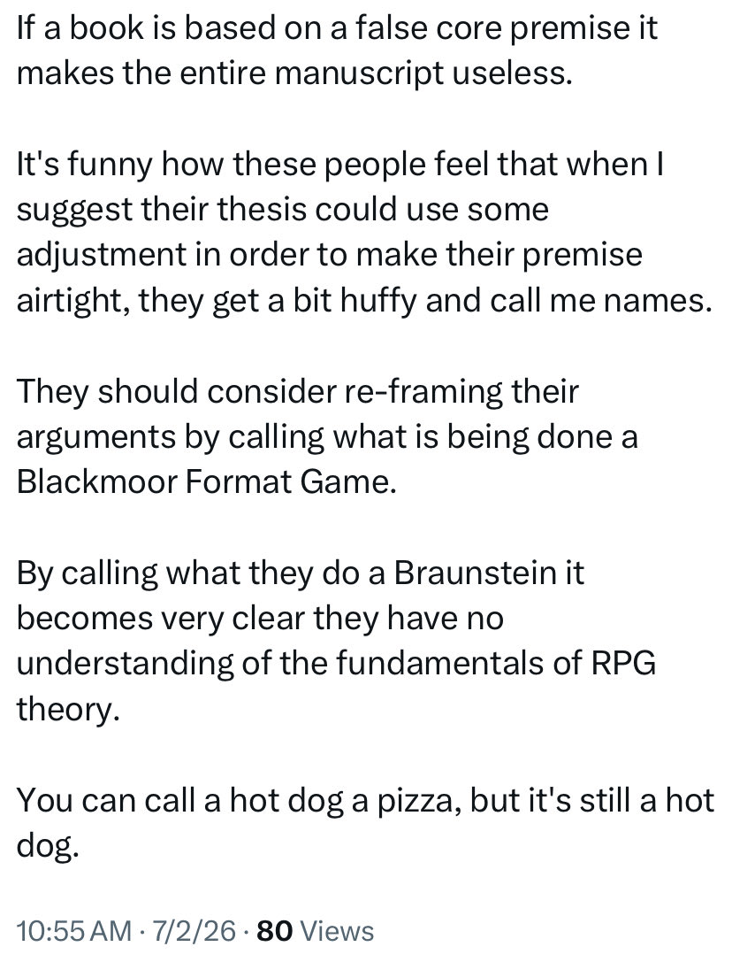 Bdubs1776's tweet photo. Behind the block, griff the goof continues signaling against his ONLY potential fanbase. The #BROSR loves you griff. We’d welcome you to our games if you’d stop being a contrarian dweeb. Can you? #dnd #Braunstein https://t.co/drE9330tB8