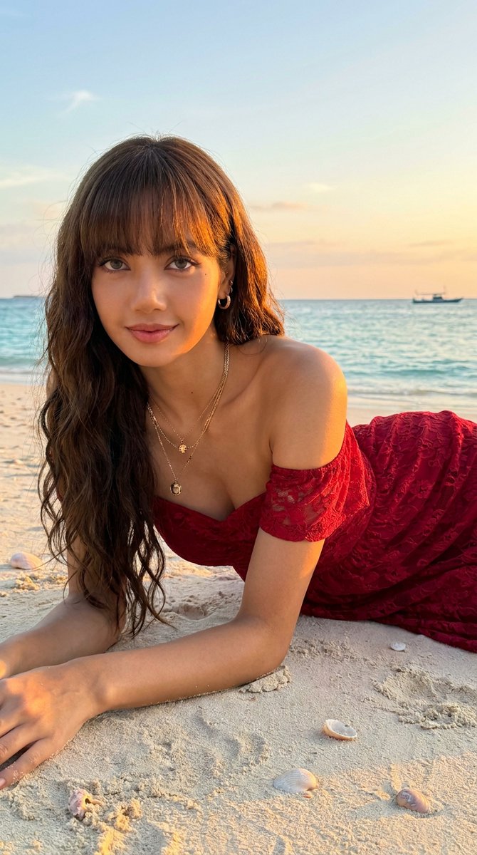catwomanjapan's tweet photo. Trying hard to keep that smile with the sand in their dress!

Lisa, blackpink
Karina, aespa
Wonyoung, IVE
Dahyun, Twice

Nano Banana Pro via AI Studio, prompt ⬇ https://t.co/Zu06rDlxS9