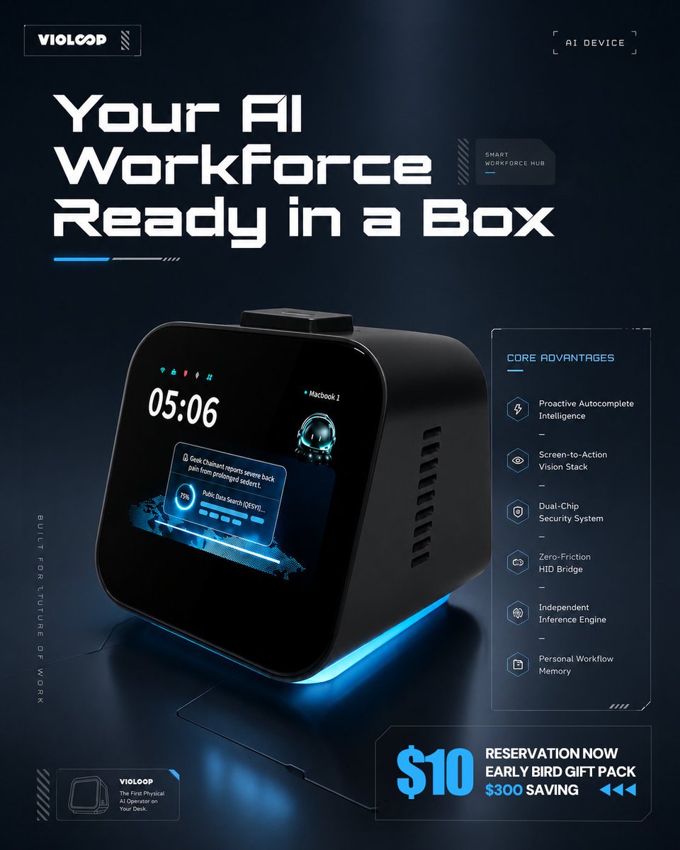 Violoop_Global's tweet photo. Everyone's talking about AI agents. We built one you can actually plug in.
Violoop sees your screen, plans the steps, and acts on your computer — you approve, it executes.
👉 Reserve now to lock in your early-bird perk on Kickstarter.