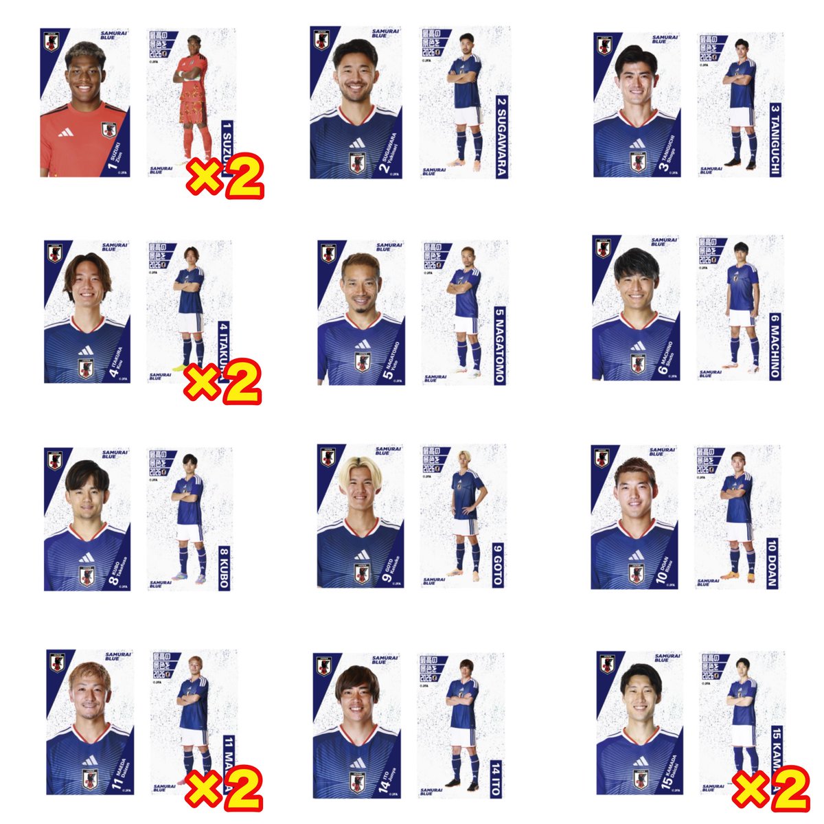 pi_lll7's tweet photo. モバガチャ サッカー日本代表カプセル2026 第2弾 交換

【譲】
画像①〜③

【求】
ステッカー：佐野・上田
アクリルバッジ：中村・早川＞佐野・上田
アクリルスタンド：中村・佐野
時計：早川＞佐野・上田

郵送希望📮
久保 伊東 時計交換のみ⚠️
基本交換優先・買取も可（定価+送料）

#SAMURAIBLUE https://t.co/wouVEnYC4O