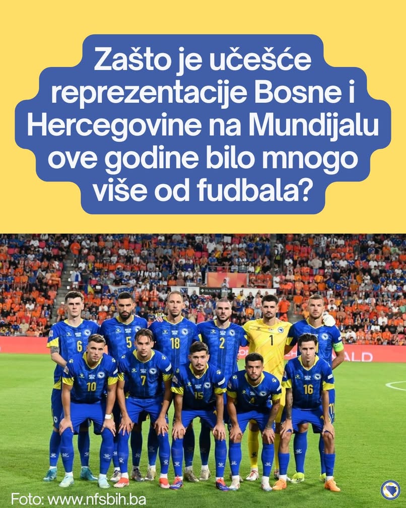 ostranula's tweet photo. Zato što je sam plasman na Svjetsko prvenstvo za BiH ogroman uspjeh. Mi smo država koja na državnom nivou nema ministarstvo sporta, koja je duboko podijeljena etničkim i političkim linijama, država u kojoj se i selektoru i igračima prebrojavaju krvna zrnca.

Država bez ozbiljne infrastrukture i podrške za sport kakvu imaju druge države.

I baš zato je ovo veliko.

Svi vole autsajdera, a ove godine to je bila Bosna i Hercegovina. Dokle god da su naši igrači u plavo-žutim dresovima dogurali, mi imamo razlog da budemo ponosni, sretni i zahvalni. Jer ovo nije bila samo sportska priča. Ovo je bila priča o inatu, vjeri, radu i ljubavi prema domovini.

Bosanskohercegovački fudbal je pokazao jedinstvo koje je noćna mora svim politikama koje opstaju na podjelama, strahu i cijepanju društva po nacionalnim linijama. Čuli smo kako se pjesma Halida Bešlića ori ogromnim stadionom.

Doživjeli smo da za BiH navijaju ljudi iz cijelog regiona, naše komšije, pa i najveći svih vremena Novak Đoković. Navijali su za BiH s ljubavlju, komšijski, ljudski.

I nismo se obazirali na zlonamjerne komentare.
Sama ta činjenica veća je pobjeda od bilo kojeg rezultata na Mundijalu.

Reprezentacija BiH uspjela je, za promjenu, u svijet poslati pozitivnu sliku o državi koja je decenijama gotovo uvijek predstavljana kroz ratove, krize, podjele i političke blokade.

Pokazali su da ova država može drugačije. Da može nemoguće kada se radi pametno, strateški i srcem. Kada na važnim pozicijama imamo ljude koji znaju šta rade, koji vjeruju u tim i koji vole svoju domovinu.

Sergej Barbarez i ova reprezentacija uradili su ono što mnoge političke elite, projekti i velike riječi nisu uspjele: ujedinili su državu, makar na trenutak i podsjetili nas koliko malo treba da bi se mnogo postiglo.

Pokazali su nam da Bosna i Hercegovina nije osuđena samo na podjele. Pokazali su nam da zajedništvo nije naivnost, nego snaga.

Hvala vam što ste nas podsjetili da možemo. Hvala vam što ste bili primjer. I nastavite da budete primjer svima nama.

Mi smo uz vas Zmajevi!