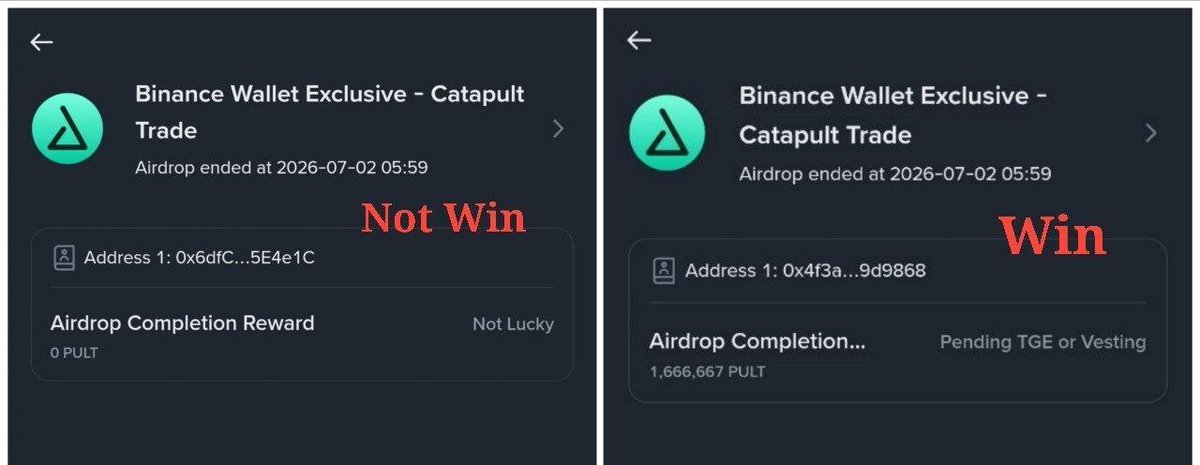 amitSarkar073's tweet photo. Check Binance Win Or Not Win 👍

Binance Web3 x Catapult
Booster Airdrop Totall Reward
1.66M PULT 10k Rendom Winner.👀

@binance
@BinanceWallet https://t.co/NgpihRlN9q