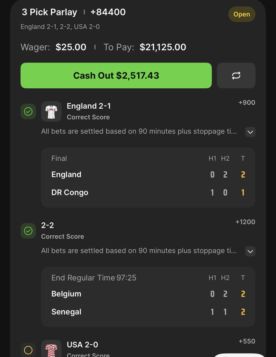 JustVibesBets's tweet photo. @DKSports @br_betting 

Cashed out after the Red card :/ https://t.co/XL8ftUKzSD