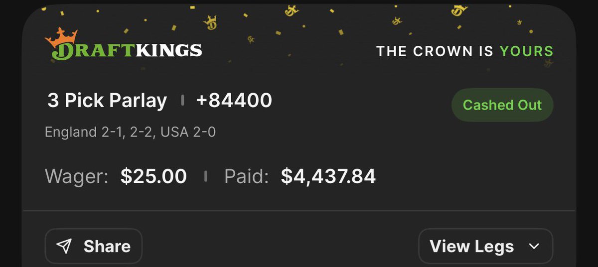 JustVibesBets's tweet photo. @DKSports @br_betting 

Cashed out after the Red card :/ https://t.co/XL8ftUKzSD