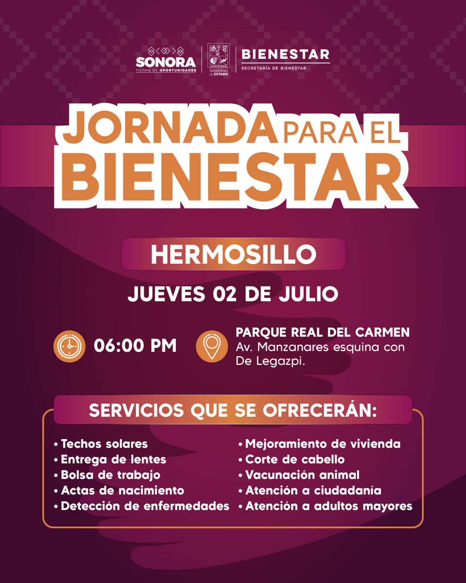 FernandoRVM's tweet photo. ¡Buenos días! ¡Nos vemos hoy en la Colonia Real del Carmen! 🤝

Los esperamos en una nueva Jornada para el Bienestar, donde podrán acceder de manera gratuita a programas y servicios pensados para resolver necesidades en un solo lugar.

Junto al gobernador @AlfonsoDurazo, seguimos acercando el bienestar a cada colonia.