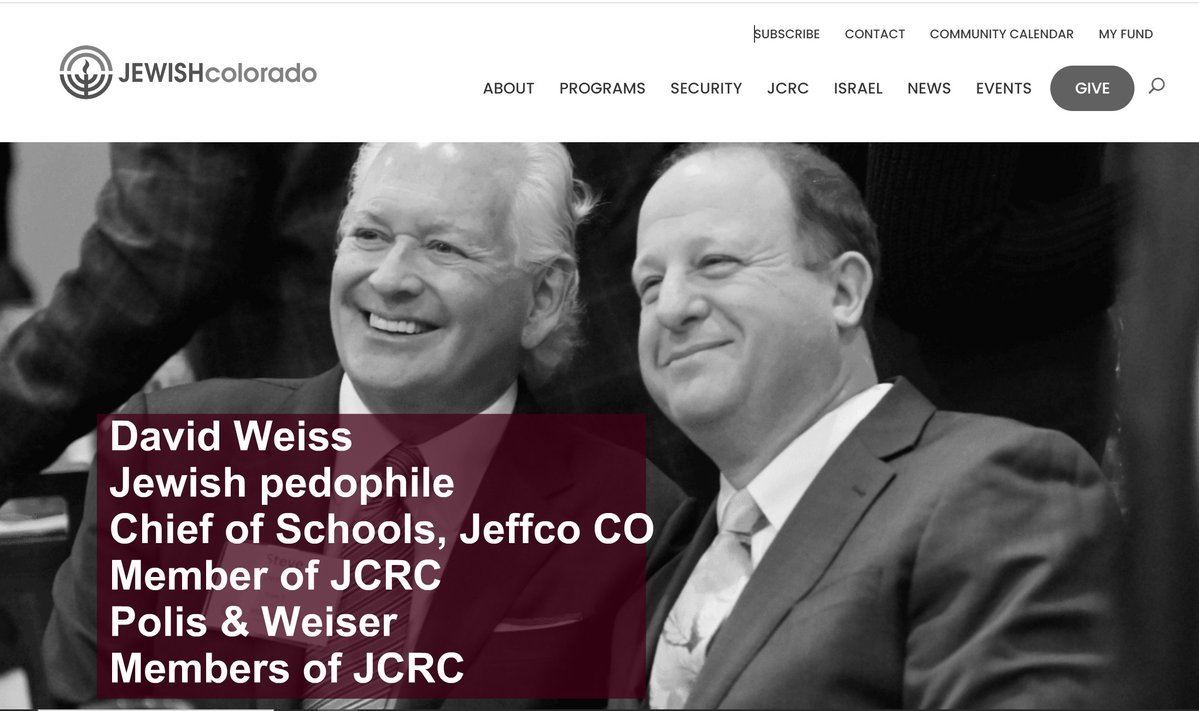 AGcorruption's tweet photo. @COrepKdeGraaf David Weiss
Member of a synagogue 
That was a member of the JCRC
Polis &amp; Weiser promoting the child mutilation abuse cult in Colorado https://t.co/t6icC437j0