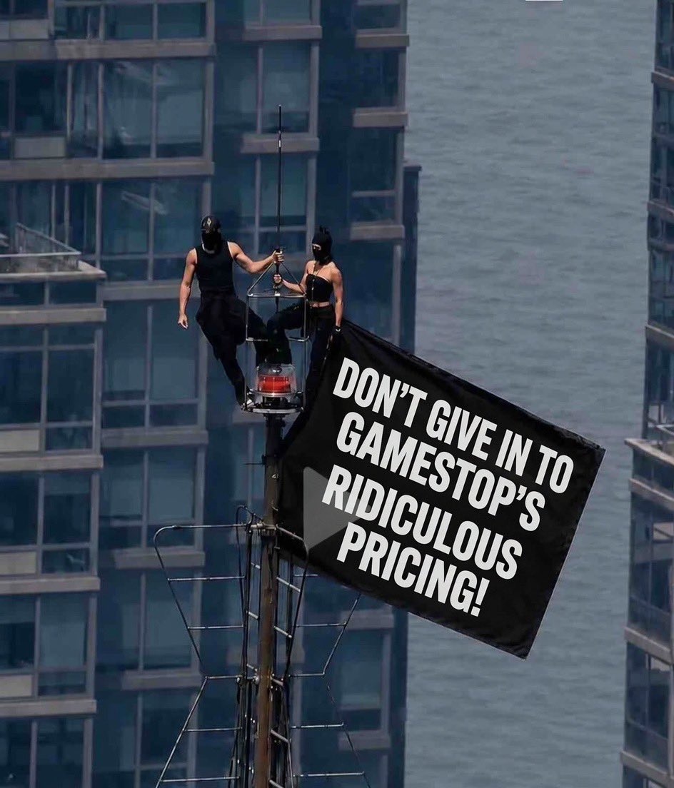 ScalpersDaWild's tweet photo. They climbed that building just to remind us all. Job well done. 🫡
@gamestop https://t.co/bl6hT6RhsP