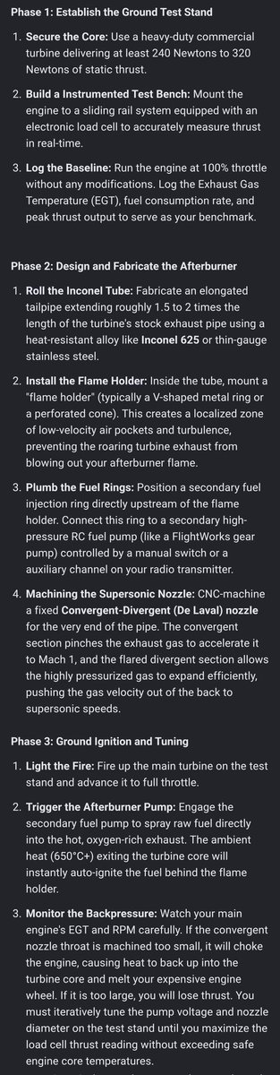 1stClef's tweet photo. @bscholl Assuming solid fuels (eg ramrocket) are out, this is the roadmap for a modified turbojet with high-output fuel afterburner &amp; de Laval nozzle extension: https://t.co/N6yxIdYzhv