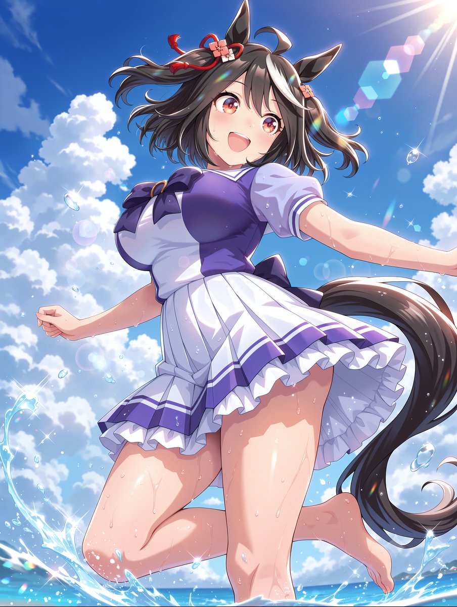 hzk_hazuki0407's tweet photo. キタサンブラック：夏だ！海だ！全力ワッショイ！ https://t.co/8kkrsXWApK