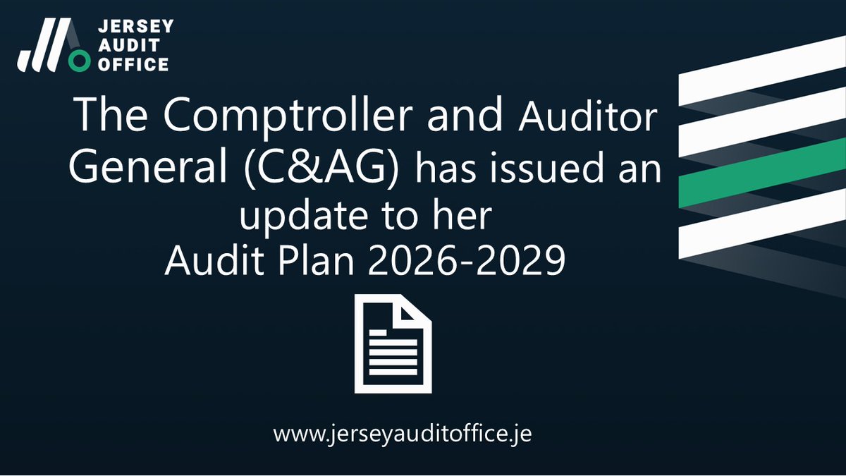 AuditJersey's tweet photo. Jersey Audit Office

JAO publishes Q2 update to 2026 – 2029 Audit Plan  #publicaudit #workprogramme #2026delivery https://t.co/WwYJJmhm8C