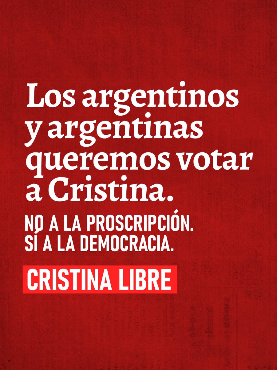 capitana_cfk's tweet photo. El pueblo quiere votar a Cristina.

No a la proscripción. Sí a la democracia. 
#CristinaLibre https://t.co/64wZufQuij