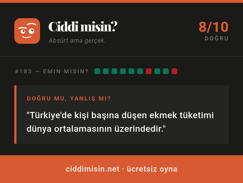 enginkdemircom's tweet photo. ciddi misin? – #183 — Emin misin?
8/10 doğru
Sen de dene: https://t.co/bGKdXrwYdI
📲 https://t.co/okmgUdomZe https://t.co/HODylUAgs4