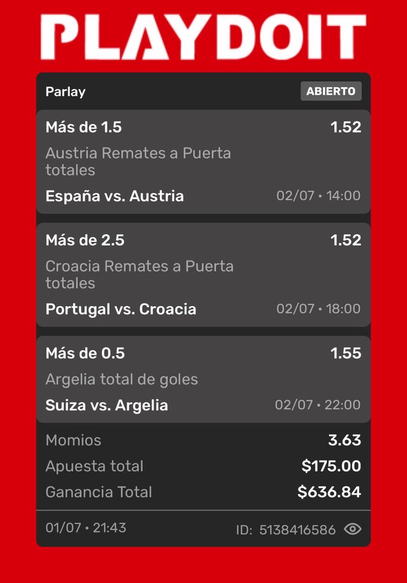 BatoBetsMX's tweet photo. BATOOOS, van 3 días cobrando TODO… hoy es el 4️⃣

💰estas son las LOCKS para HOY.

🇪🇸ESPAÑA VS AUSTRIA🇦🇹 
🇵🇹PORTUGAL VS CROACIA🇭🇷 
🇨🇭SUIZA VS ARGELIA🇩🇿 
#mundialdefútbol2026 #lamineyamal #españa https://t.co/7qLzMU4es7