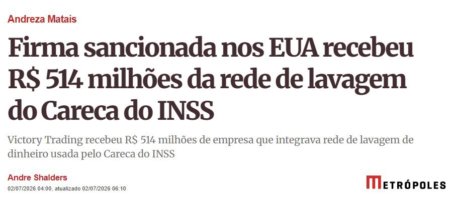 rafaelgloves's tweet photo. Montem o quebra cabeça aí.

Firma sancionada, sócio envolvido com Bet e um clube brasileiro, PCC, Careca do INSS, Lulinha… https://t.co/xfX8CHDm1C