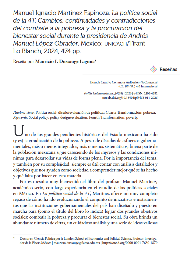 maudussauge's tweet photo. Comparto mi reseña del excelente libro "La política social de la 4T", del Profesor Manuel Martínez (@MIMarEs77), en Perfiles Latinoamericanos (@FlacsoMx). Ojalá mis notas les animen a leer ese valioso texto... 

https://t.co/vPbJVEkh0y https://t.co/rfV23zF4h7