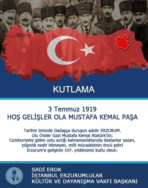isterzvakfi's tweet photo. 3 Temmuz 1919
HOŞ GELİŞLER OLA MUSTAFA KEMAL PAŞA 

Tarihin önünde Dadaşça duruşun adıdır ERZURUM.
Ulu Önder Gazi Mustafa Kemal Atatürk’ün; Cumhuriyete giden yolu açtığı kahramanlıklarıyla destanlar yazan, yılgınlık nedir bilmeyen, milli mücadelenin öncü şehri Erzurum’a geliş.. https://t.co/lIySIoFOCB