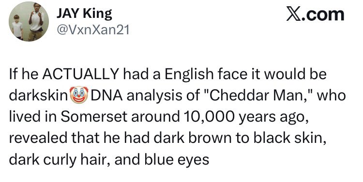 BaileyLeon7508's tweet photo. @VxnXan21 @shannon_rxo Let me refer you back to your first comment. You say he’s not English because he doesn’t look like the ‘original’. Nubians took over by conquest and don’t look like the Egyptians. You’re too easy😂 You’re a walking contradiction😂 https://t.co/2hqSliijbF
