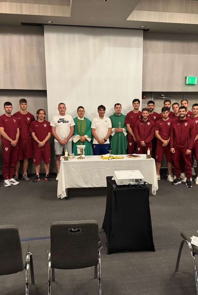 Sachinettiyil's tweet photo. The Croatian team attended Sunday Mass throughout their time in the United States for the FIFA World Cup. Rooting for them against Portugal today. https://t.co/9cbgobC2ts