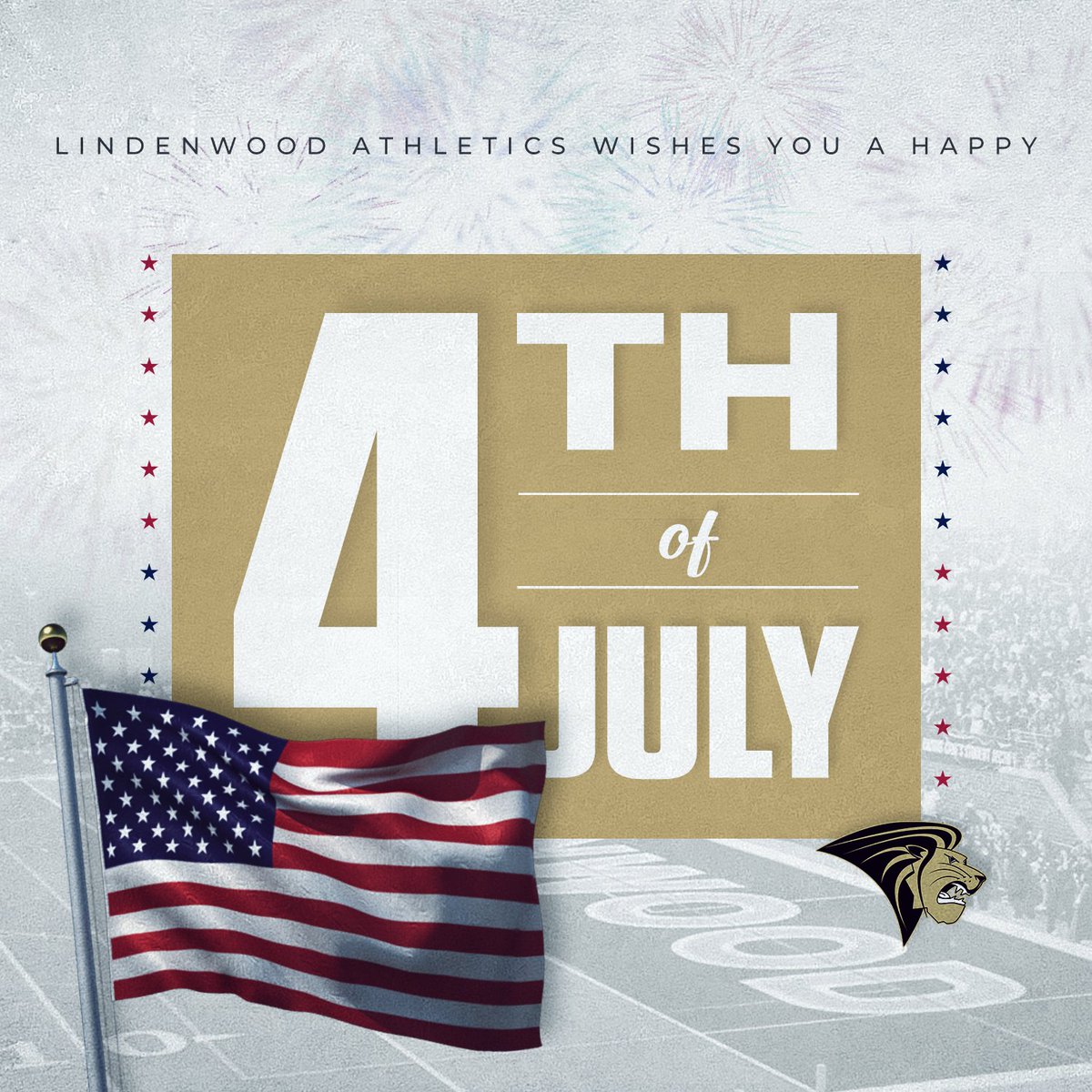 LU_Lions's tweet photo. Happy 4⃣th of July from Lindenwood Athletics! 🇺🇸🎆

#OnTheHunt https://t.co/mdAiDQvDny