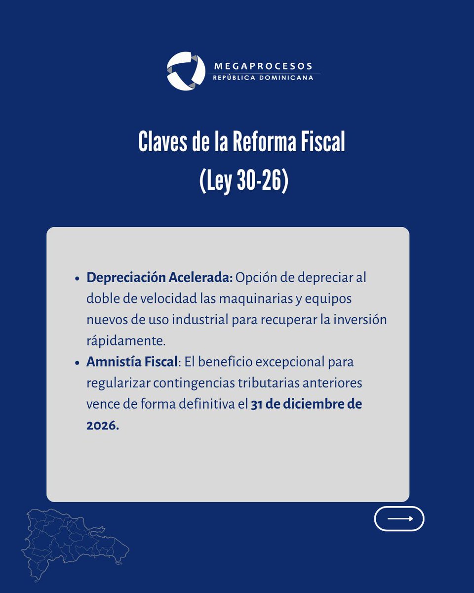 Megaprocesos's tweet photo. DO - 🇩🇴 Simplifique su vida corporativa con nuestro resumen ejecutivo y directo de las claves de la Ley no. 30-26 de la mano de nuestros expertos. 📝

#Megaprocesos #Dominicana #SimplificaciónFiscal #CreandoConfianza https://t.co/0WiPmDtbWc