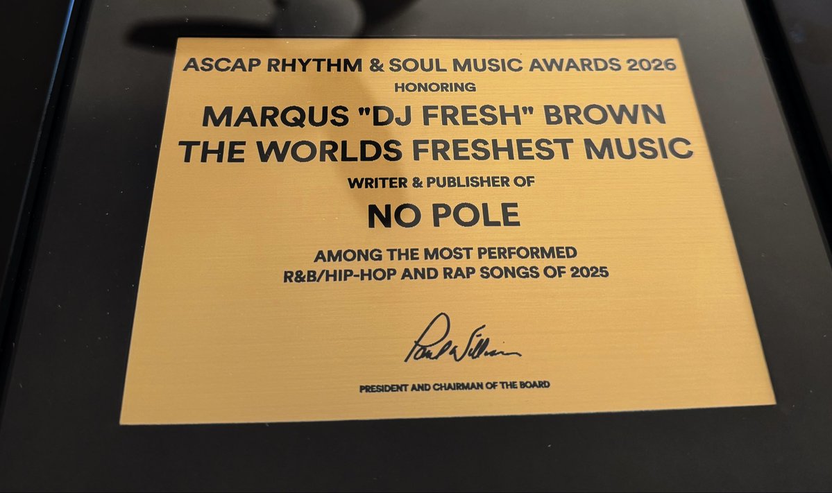 DJFreshX3's tweet photo. Just won my 1st @ASCAP award‼️ Meeting today to talk opportunities. All glory to God, I’m just the vessel. Ego &amp; arrogance leads to suffering, the longway is the shortcut. The Lord giveth &amp; taketh. Humble, prayerful, and Focused on the Word(📖), not the world. Playball Amen https://t.co/o0unQmY91E