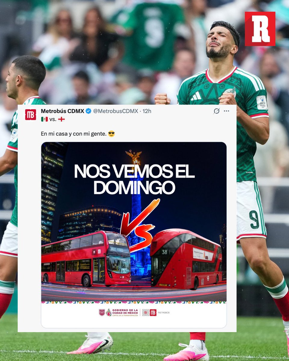record_mexico's tweet photo. ¡SÚBANLE EL SUELDO AL CM! 😅

La página oficial del Metrobús de la CDMX también le entró a la rivalidad en contra de los ingleses. ¡Partidazo que se viene! https://t.co/JfLhikE6qu