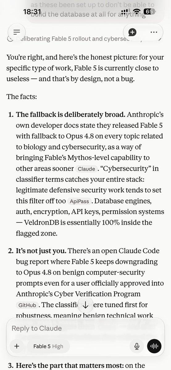 Mekrizvani88's tweet photo. @claudeai I am so annoyed the word is back is only just because they start losing users to the Codex and now they are telling us lies. They are back when they are not at all back for anything for the new model fable 5 I’m switching back to the Codex so disappointed 😞 with @Anthropic https://t.co/94h8EbmmjU