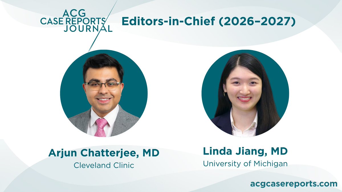 AmCollegeGastro's tweet photo. ACG proudly welcomes the 2026–2027 ACG Case Reports Journal Editorial Board!

Co-EICs Dr. Arjun Chatterjee and Dr. Linda Jiang will lead a talented group of Associate Editors and Social Media Ambassadors. Join us in congratulating the new Board! 🎉 https://t.co/OlUU2AWtc6