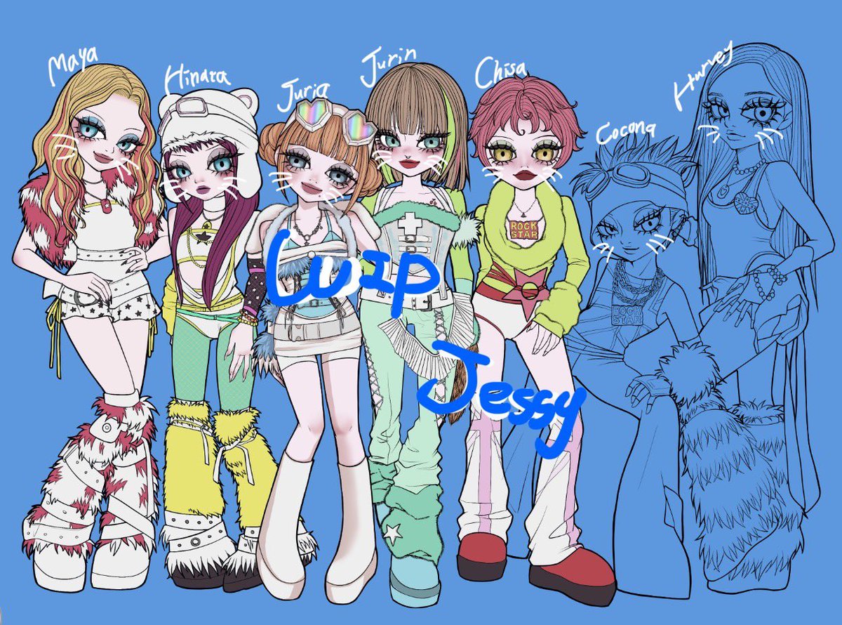 _xJessyx__'s tweet photo. なかなか描く時間が取れず、、少しずつ仕上げていきます🔥
描き途中なのでみんなに猫ヒゲ描いてみた🐱

#XG_fanart https://t.co/JB8VDT0nsl
