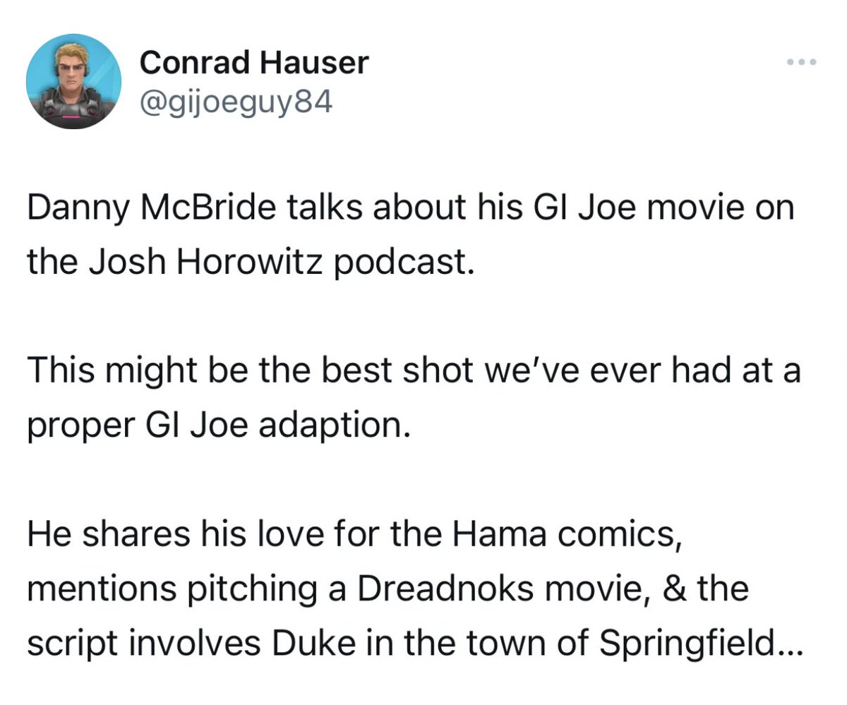 ShawnitariumIV's tweet photo. I just can’t imagine being an adult man living in the world we’re all living in and worrying about the quality of a G.I. Joe movie. https://t.co/t6OF8XTeFA