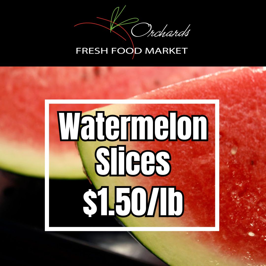 OrchardsFF's tweet photo. Produce Features! Until Monday July 6th, 2026 or While Supplies Last!
Strawberries $3.99 ea
Watermelon Slices $1.50/lb
Peaches & Cream Corn 99¢ each
Cluster Tomatoes $1.50/lb
Beefsteak Tomatoes $1.50/lb
#produce #Features #strawberry #watermelon #corncobs #tomatoes https://t.co/kkiYt6ZSjE