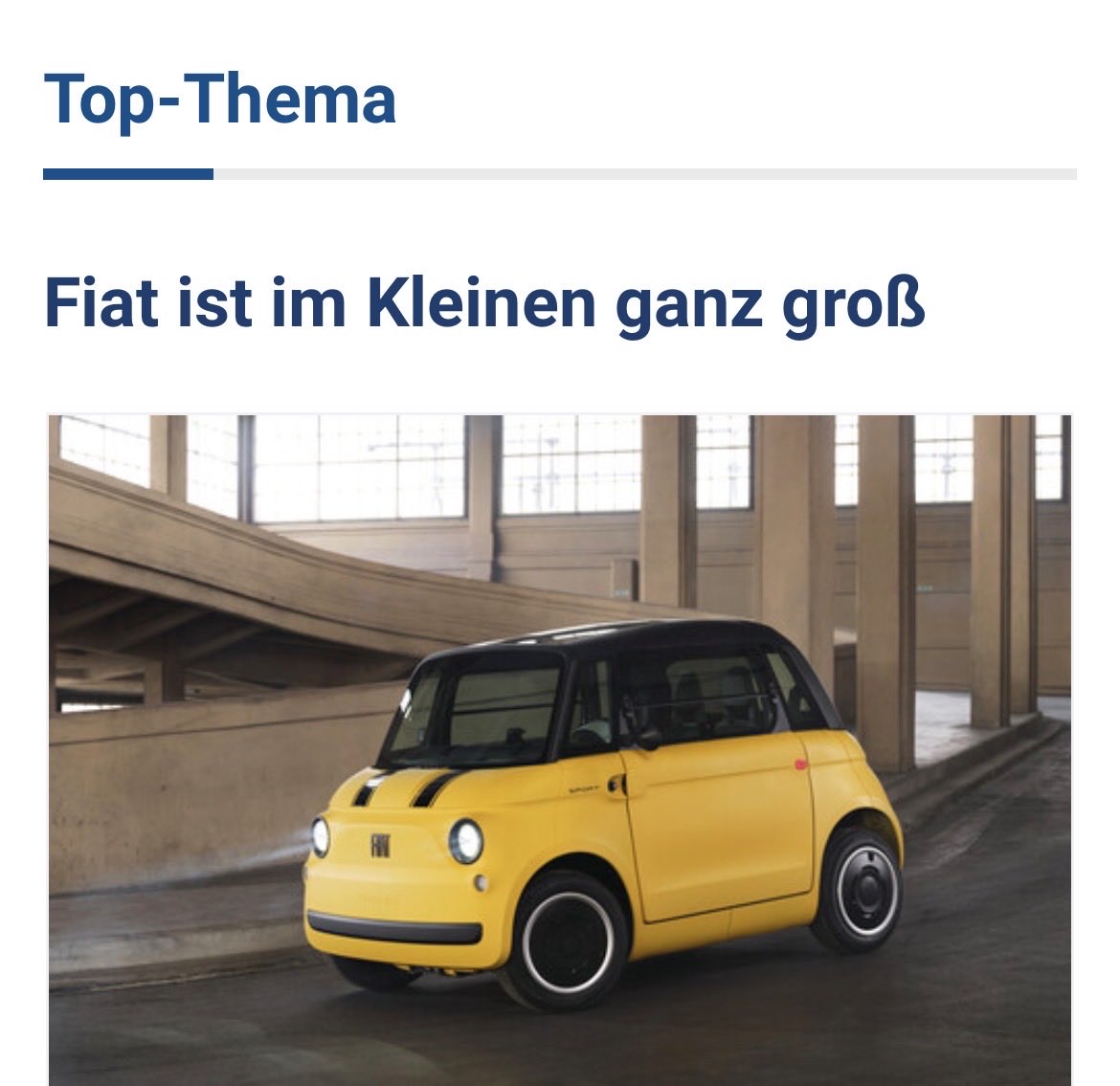 auto_medien's tweet photo. Wenn Fiat-Chef Olivier François über die ganz kleinen Modelle seines Unternehmens spricht, blickt er zunächst zurück und beschreibt die lange Geschichte der Klein- und Kleinstwagen der Marke. Danach beginnt die Geschichte der Mikromobilität der Italiener bereits in den 1930er Jahren mit dem ersten Topolino, der damals als italienischer Volkswagen auf die Straßen von „Bella Italia“ rollte. Und dann kamen die Nachfolger Fiat 500 und 126, die den Ruf von Fiat als Spezialist für diese automobile Klasse festigte. Aktueller Vertreter ist der neue Topolino, der sich in den vergangenen Jahren zum europäischen Marktführer bei den elektrischen Leichtfahrzeugen (L6e) entwickelt hat.

Hier mehr lesen: https://t.co/khKuTE14Ta

#automedienportal #automobile #autonews #auto #kleinwagen #elektromobilität #fiat #Fiat #fiattopolino