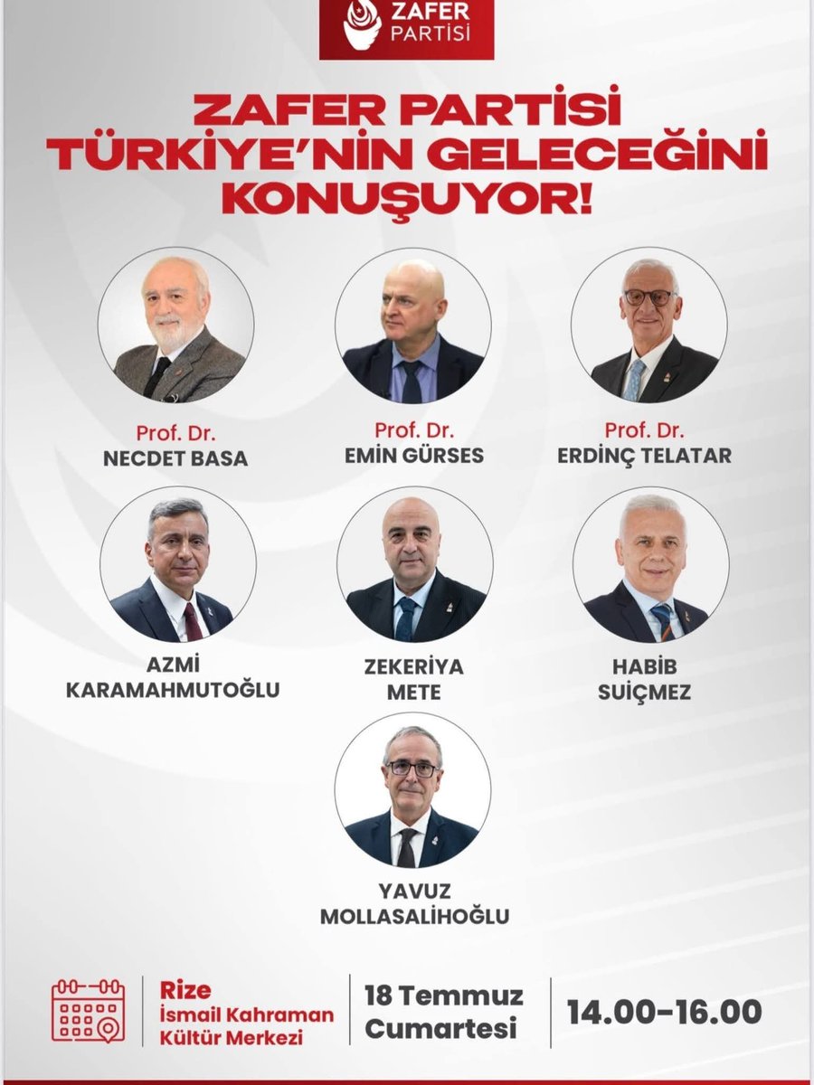 O_PEHLIVANOGLU's tweet photo. Zafer Partisi tüm kadroları ile sahada... 

Görselde gördüğünüz mümtaz şahsiyetler 18 Temmuz'da Rize'de ve Karadeniz illerimizde... 

Zafer Partisi Türk Milleti ile kucaklaşıyor... 
#ZaferTürkMilletininOlacak
@umitozdag 
@zaferpartisi 
@AzmiKaramahmut 
@erdinctelatar 
@habibsuicmezz 
@YavuzMso