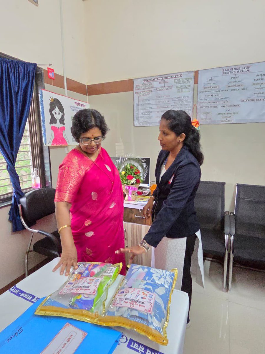 NCWIndia's tweet photo. Hon’ble Chairperson of the National Commission for Women, Smt. Vijaya Rahatkar, visited the One Stop Centre (OSC), Akola, to review its functioning and assess the quality of support services being provided to women in distress. During the visit, she examined the Centre’s records and registers, interacted with a beneficiary, and reviewed the implementation of service delivery mechanisms. She also inspected the construction site of the new One Stop Centre to assess the progress of the ongoing infrastructure development.

#NCW #OneStopCentre #WomenSafety #NariShakti #Akola #Maharashtra
