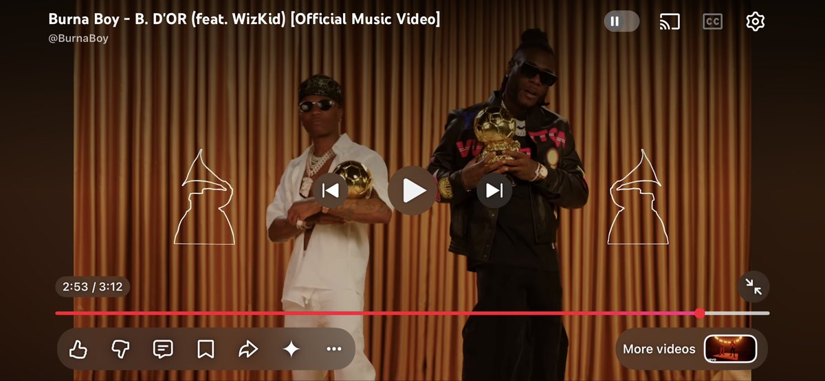 Boogie4pf_'s tweet photo. Observe this 😂
Burna and wiz were showing off their Grammys 
Because this song was after they both won a Grammy award each in the same night 
I think they’re trolling davido with this music video 😂
Omo davido have a long way to go https://t.co/q2Vrog29FC