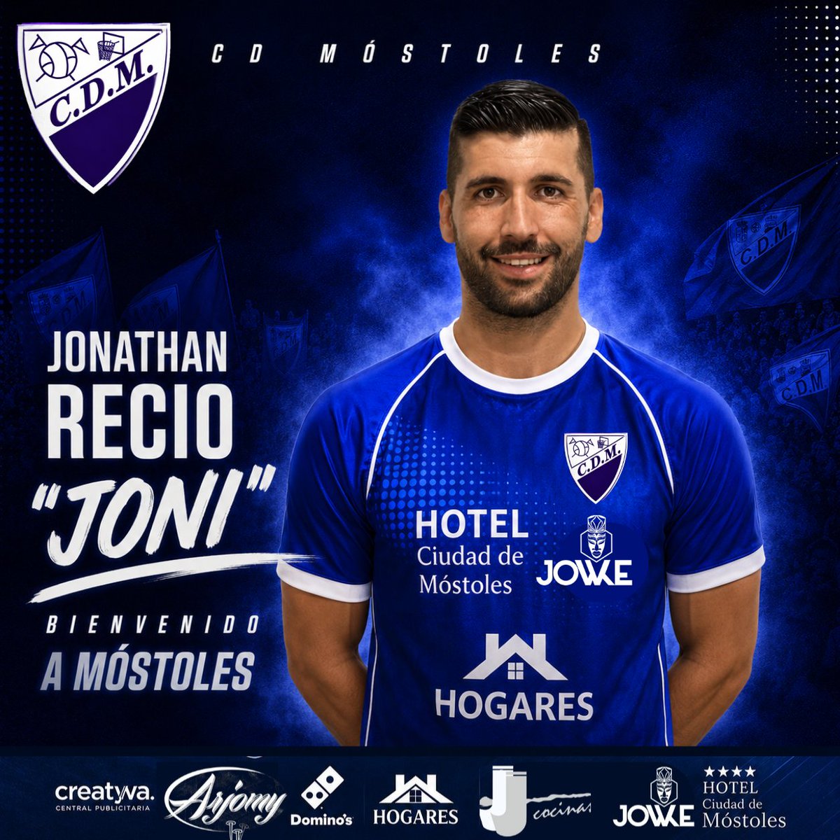 CDMostolesOfic's tweet photo. ✍️ BIENVENIDO, JONATHAN RECIO "JONI"

El C.D. Móstoles incorpora a Jonathan Recio "Joni", un delantero con talento, movilidad y olfato goleador que llega para reforzar el ataque del equipo.

¡A por una gran temporada, Joni! 💙⚽ https://t.co/5ZC2xvrCwJ