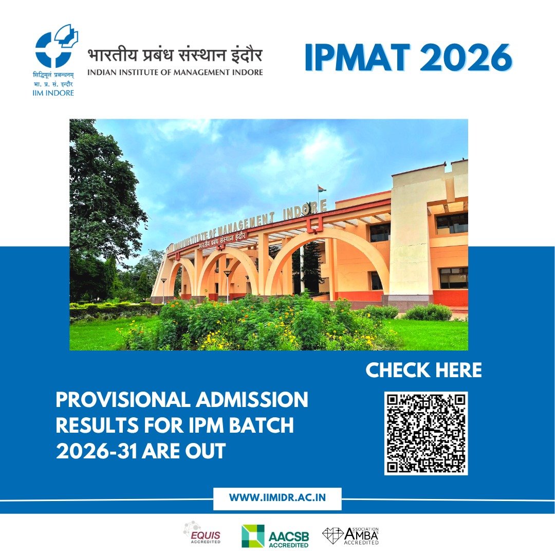 askhimanshurai's tweet photo. The provisional admission results for the IPM 2026–31 batch at IIM Indore are now out!

Congratulations to all the selected candidates!

Check your status here: https://t.co/2vApDU0a01

For those who couldn't make it this time, remember that one result does not define your potential. Stay resilient, keep working towards your goals, and trust that the right opportunity will come your way.

#IIMIndore #IIMI #IPMAT #IPM #Results @IIM_I