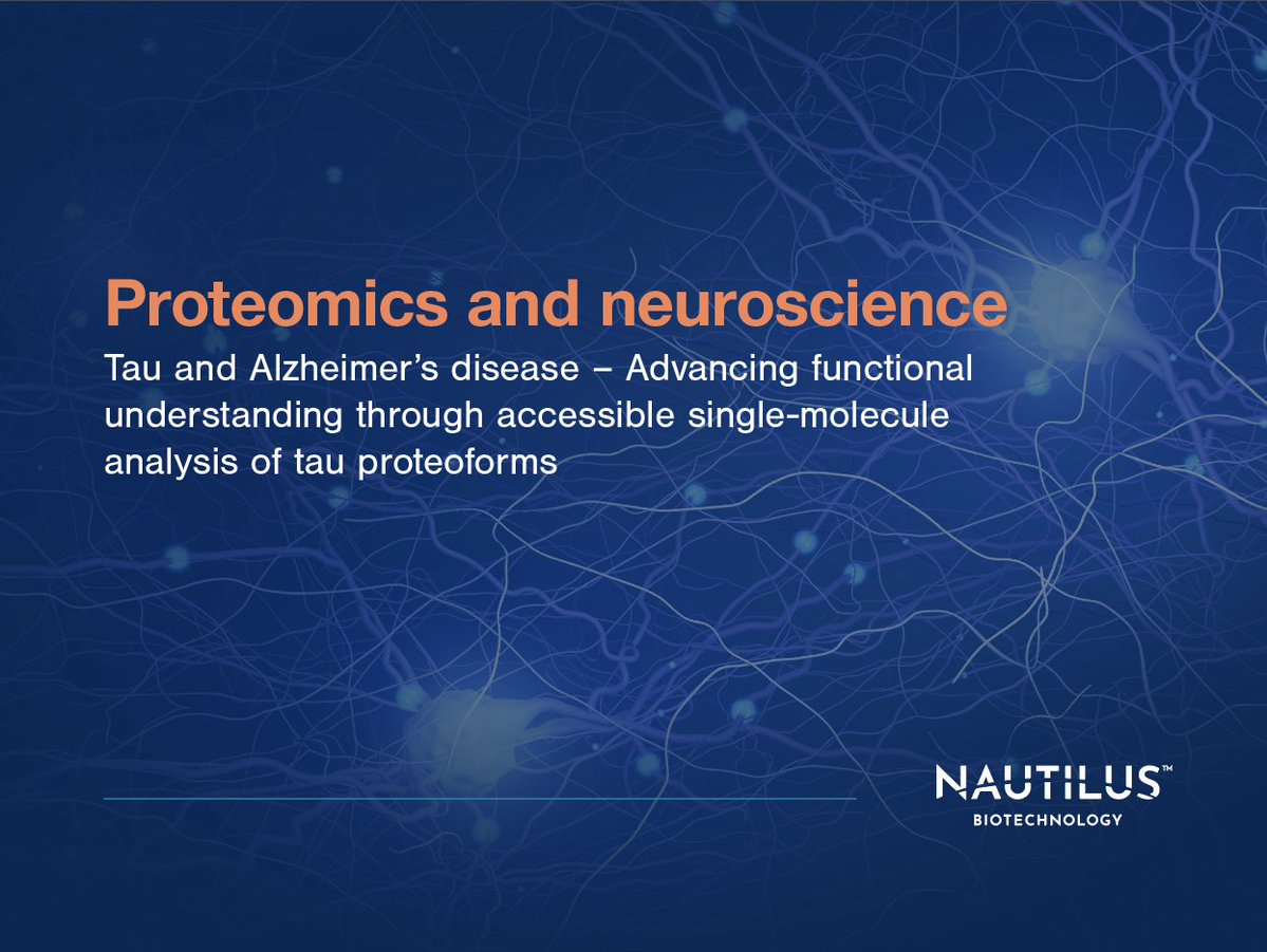 NautilusBio's tweet photo. 📘 The latest edition of the "Proteomics and neuroscience" eBook has arrived!

This edition showcases how researchers are using the Nautilus Voyager™ Platform to develop novel insights into the roles of tau proteoforms in Alzheimer’s disease and related dementias.

In it, you’ll discover:

🔵 Brief background on the tau protein and its role in Alzheimer’s disease.

🔵 Examples of how researchers are using the Nautilus Voyager Platform to study tau proteoforms at the single-molecule level and develop novel insights into their functional roles in Alzheimer’s disease and related dementias.

🔵 How you can be one of the first to incorporate the Nautilus Voyager Platform into your workflows.

Download the eBook here:

https://t.co/x2Dn1txmWa