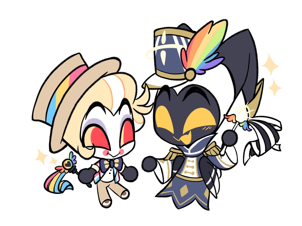 qiongsheng555's tweet photo. 两个玩丝带的小东西

（I got this commission from 阿梦）
#HazbinHotel  #ルシアダ #adamsapple
#LuciferMorningstar #HazbinHotelAdam https://t.co/11ou3W9Tmi
