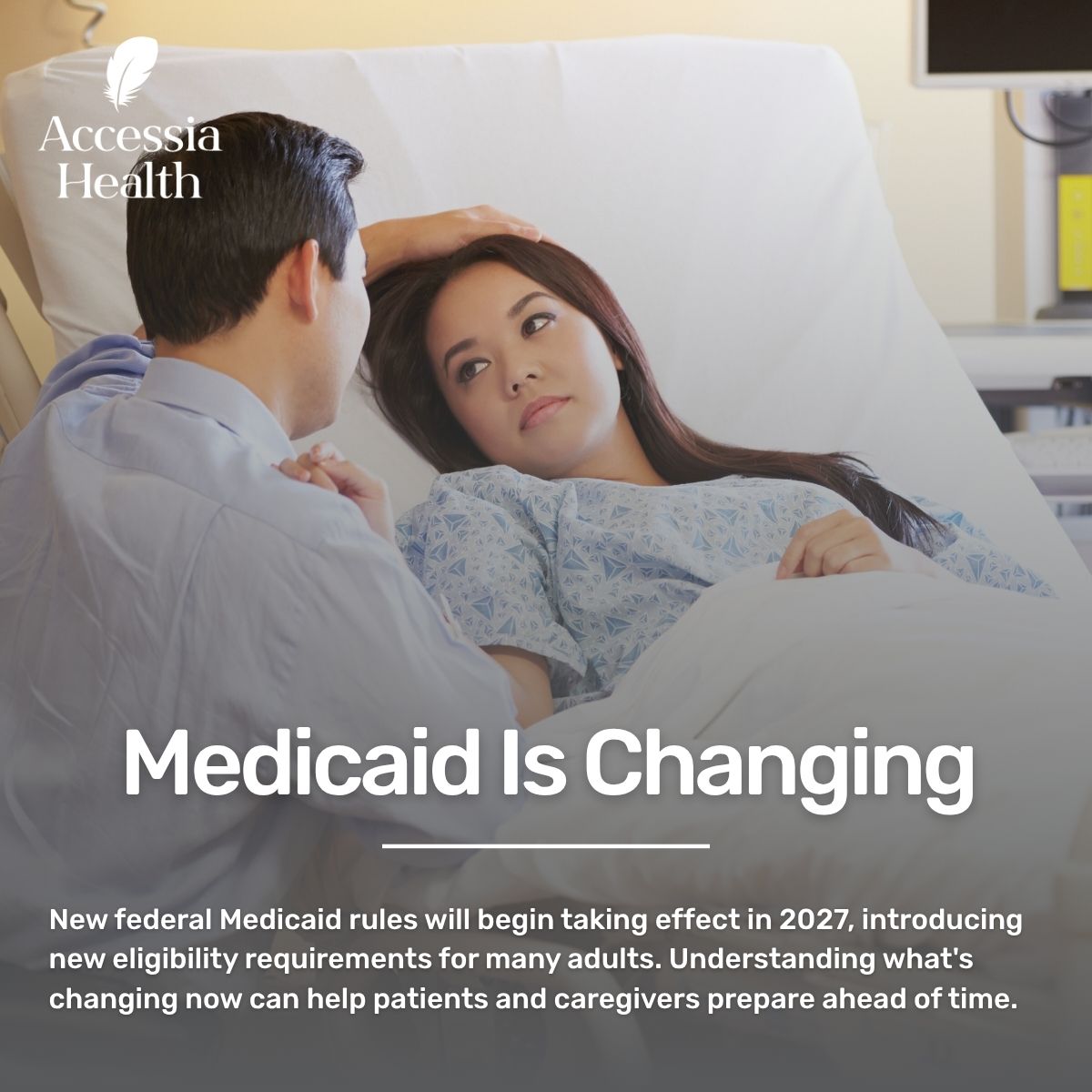 AccessiaHealth's tweet photo. Medicaid is changing, and understanding what those changes mean now can help individuals and families prepare before new requirements take effect in 2027. ⏰

Our latest blog breaks down the upcoming federal Medicaid rules in clear, easy-to-understand language, including who may be affected by new work requirements, who may qualify for an exemption, why documentation will matter, and what steps patients and caregivers can take to stay informed. Being prepared today can help reduce confusion and avoid unnecessary interruptions in coverage tomorrow.
 
𝙍𝙚𝙖𝙙 𝙩𝙝𝙚 𝙛𝙪𝙡𝙡 𝙗𝙡𝙤𝙜: https://t.co/yUztxUR9kz
 
#AccessiaHealth #PatientAssistance #Medicaid