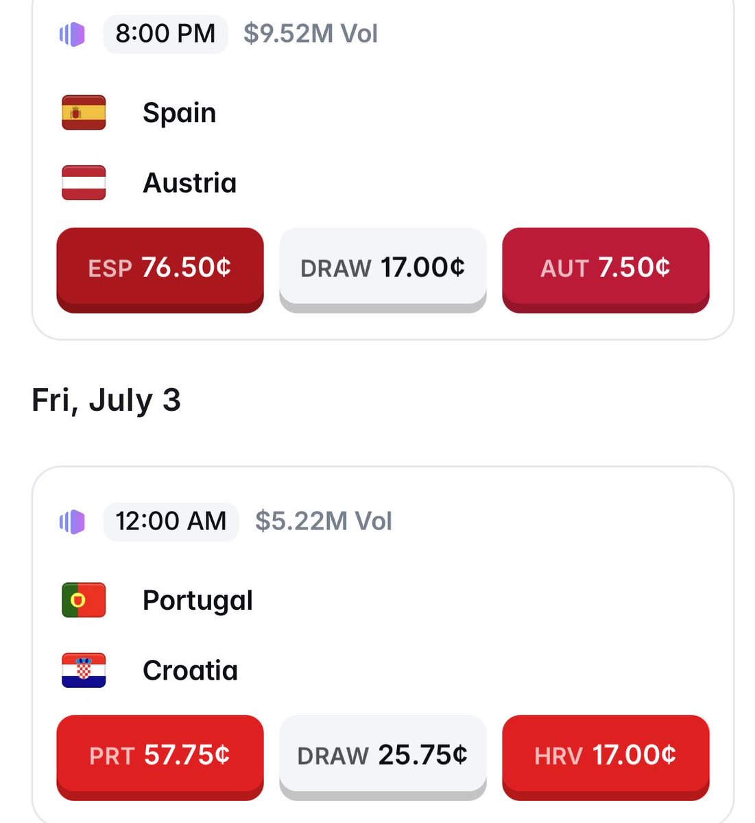 RackzHQ's tweet photo. two insane matches coming up tonight 

- Spain vs Austria 

- Portugal vs Croatia 

what are your predictions? https://t.co/wjuezZzLbL