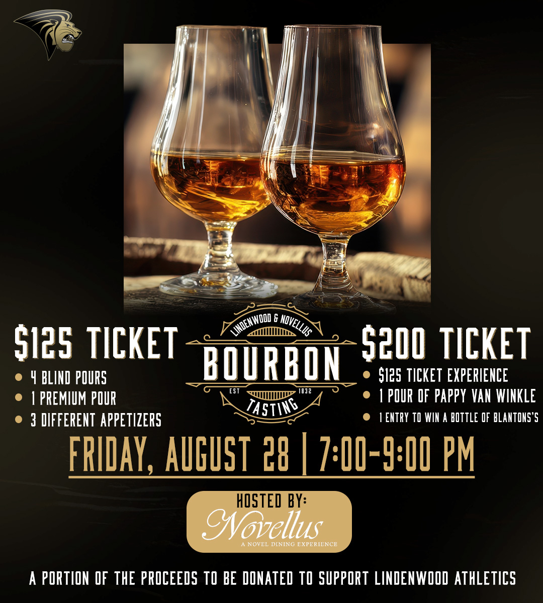 LU_Lions's tweet photo. Lindenwood and Novellus are excited to announce a Bourbon Tasting Fundraiser🦁⬇️

Limited to 25 tickets, fans can enjoy an exclusive bourbon tasting with Certified Bourbon Steward David Otto🥃

📅Friday, Aug. 28
🕖7:00-9:00 PM
🏙️Novellus on Main Street
🎟️https://t.co/RM6o2aC6KL https://t.co/ERQRBsLw6J