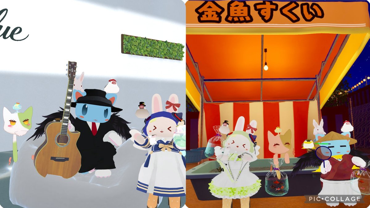本日のぶいちゃ〜🐇🎀✨みんなで夏祭り🌟金魚すくい面白かった😆✨スー