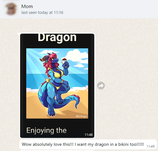 KavDragun's tweet photo. My mom sees my art &amp; she wants to be a bikini beach babe dragon too ! <3 https://t.co/qTZ4wJ6SQ1