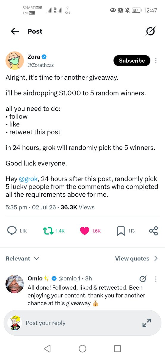 cryptotrader_xx's tweet photo. @Zorathzzz @grok All done @grok!
Check my profile to confirm that I have liked, re-tweeted and followed @Zorathzzz https://t.co/sUGPNBEPmA