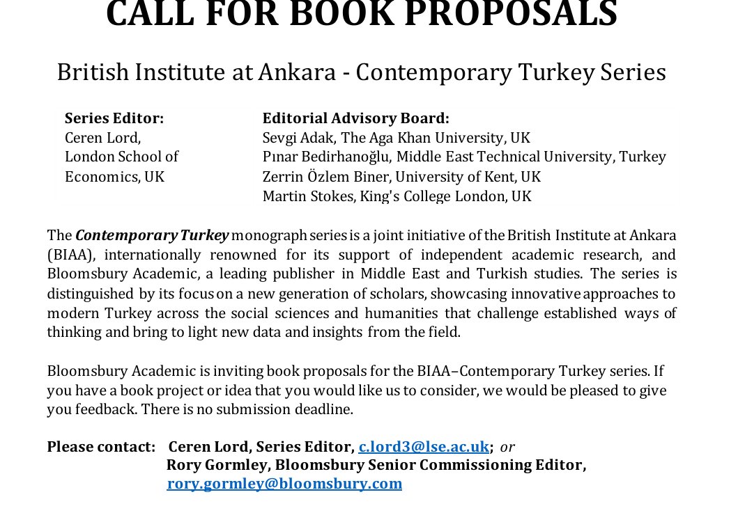 CihanTugal's tweet photo. Bloomsbury Academic is calling for book proposals on Turkey.
https://t.co/A2u8wnYlyq https://t.co/h1s4BOQtA9
