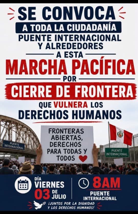 sonianegrita's tweet photo. #Macará continúa el cierre de frontera en el Puente Internacional, donde niños del Perú que estudian en Macará (Ecuador ) no pudieron atravesar el puente el 01 de julio 2026

El cierre fue dispuesto el 24 de diciembre de 2025 por el Gobierno Nacional. Ciudadanía convoca amarcha https://t.co/J3pqHkzWTw