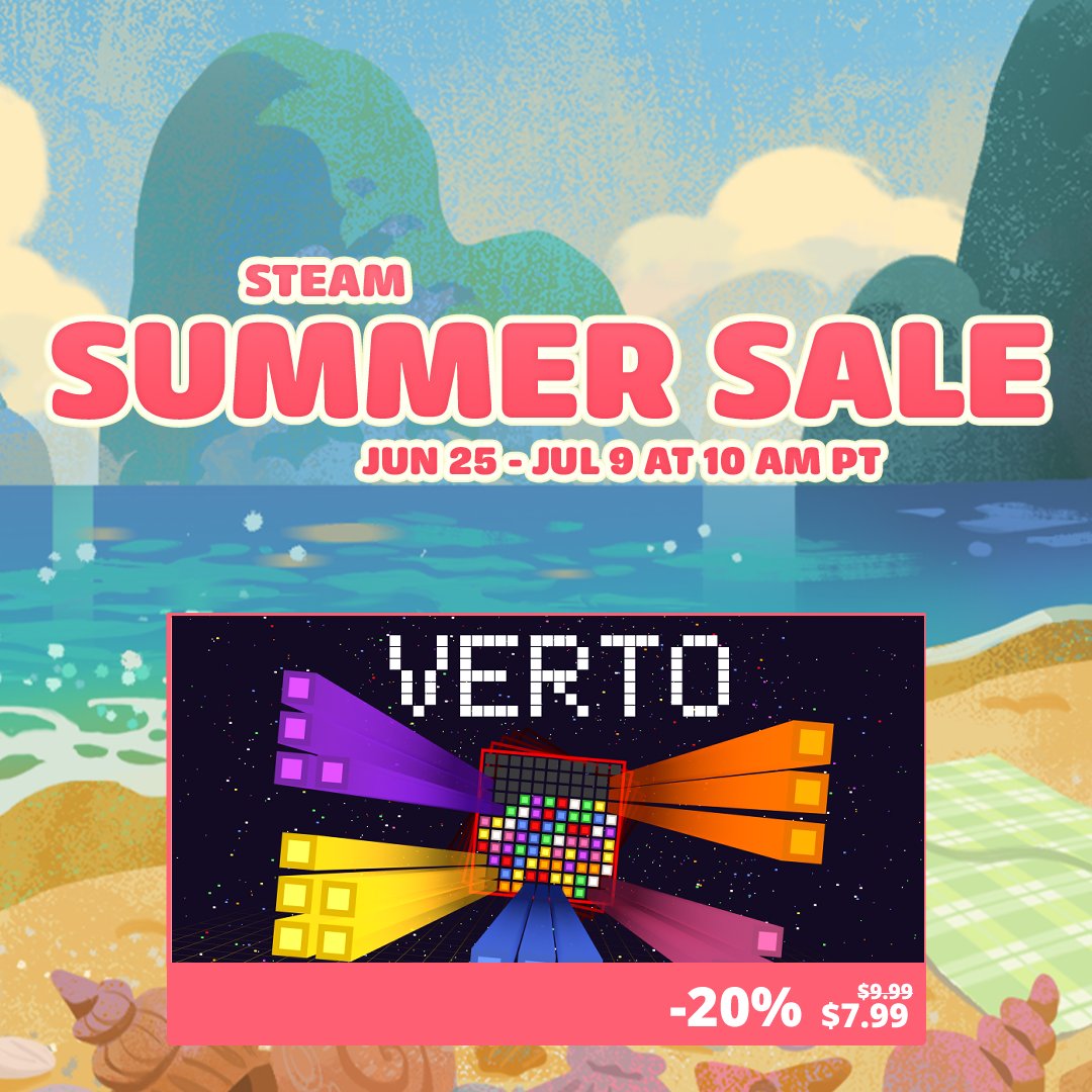 antidyne's tweet photo. Verto is out now on Steam, a falling block game where you rotate the whole board. 🔄 On sale during the Steam Summer Sale!

#SteamSummerSale #indiedev #fallingblock #パズルゲーム #インディーゲーム https://t.co/UgEI4YEpdt