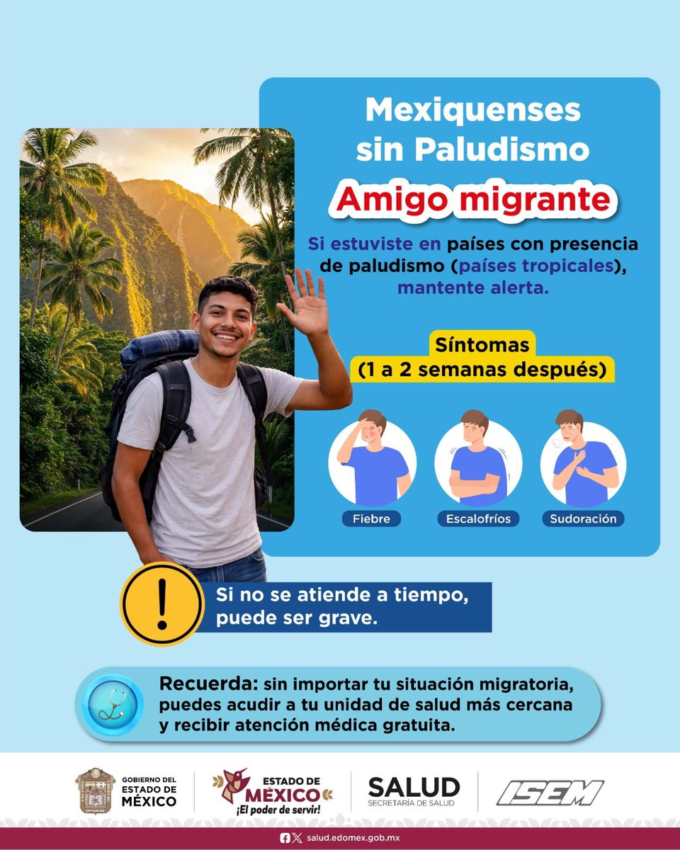 CIEPSEdomex's tweet photo. ¡Corta las alas al paludismo! 🚫🦟 Mantén tus patios limpios, recipientes sin agua acumulada y protege tu hogar. Si viajaste a un país con transmisión y tienes fiebre o escalofríos, ve a tu unidad de salud. ¡La prevención salva vidas! #MexiquensesSinPaludismo https://t.co/ImYKPX3oDI