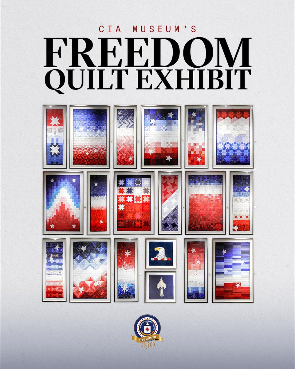 DCIARatcliffe's tweet photo. On the eve of our Nation's 250th birthday, we proudly share CIA's "Freedom Quilts." This example of patriotic pride represents the Agency's rich history of preserving and protecting America's freedom.

Learn more here: https://t.co/goJRtuBzeb https://t.co/SeLlF8cGPt